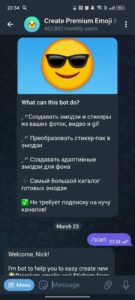 Создать эмодзи премиум @tgemodzibot 1