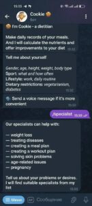 Cookie, dietary bot 2