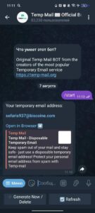 Temp Mail ✉️ Official Bot 1